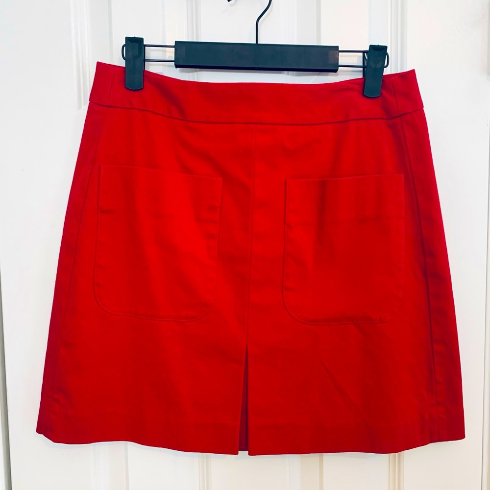 LOFT Red front-pleated mini skirt